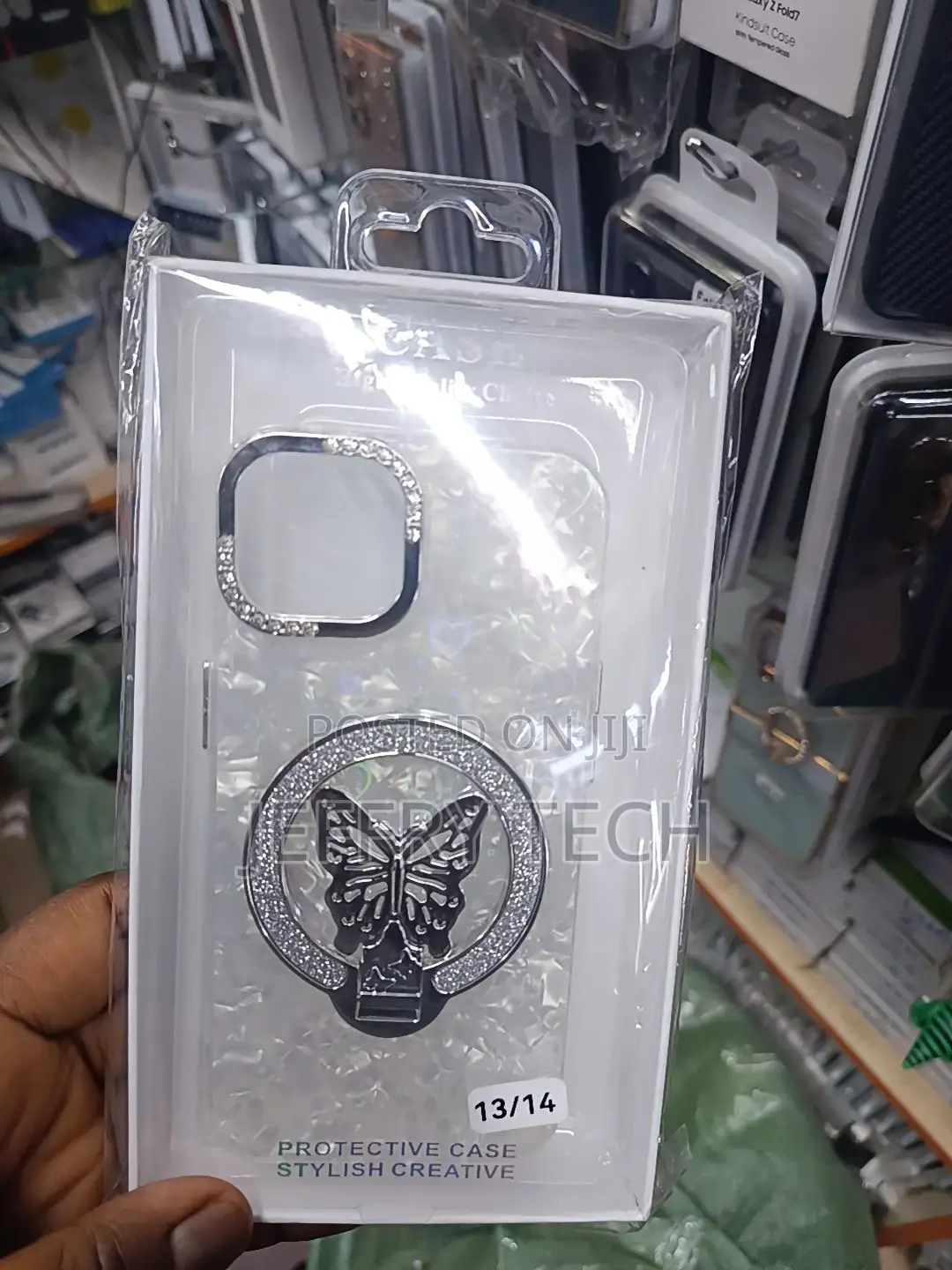 Arie Luxury Glitter Butterfly Stand Soft Tpu iPhone 13 and 14 Case