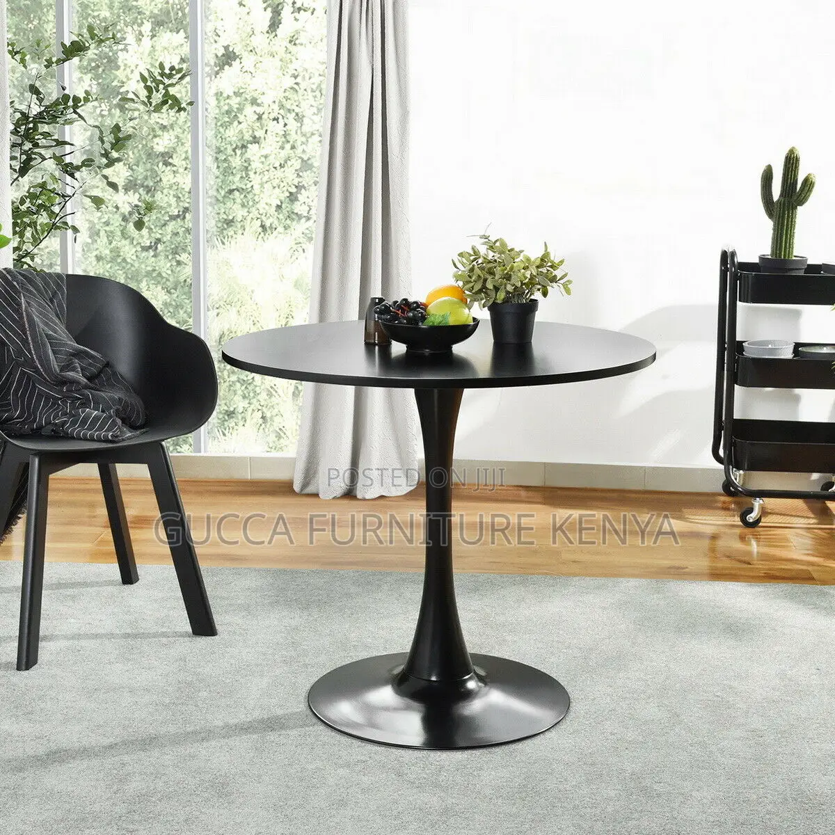 Round Black Marble Home Office Dining Table