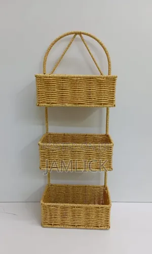 3-Layer Shower Caddy – Hand-Woven Rattan –Bz