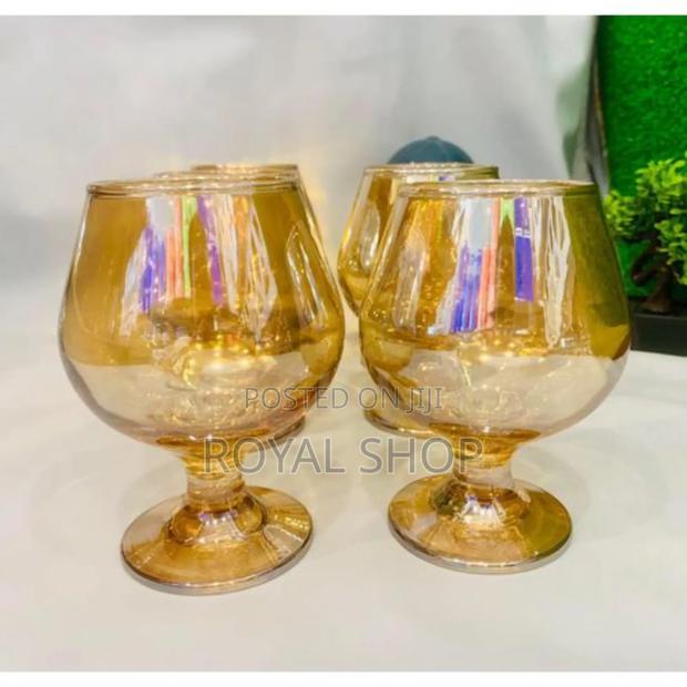 6pc Gold Brand Cognac Glasses