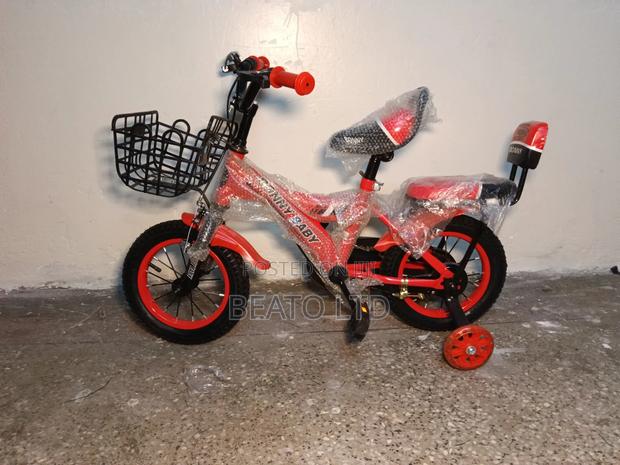 Red Kids Bike Size 12 With Back Seat And Basketball