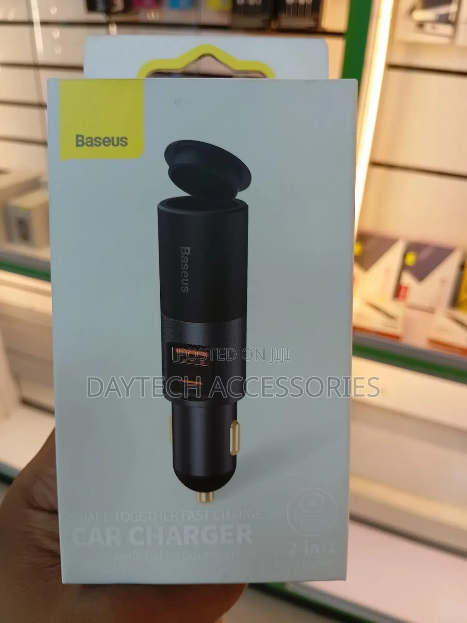 Baseus 2 in 1 Fast Car Charger U+C 120w With Cigarette Expansion Port
