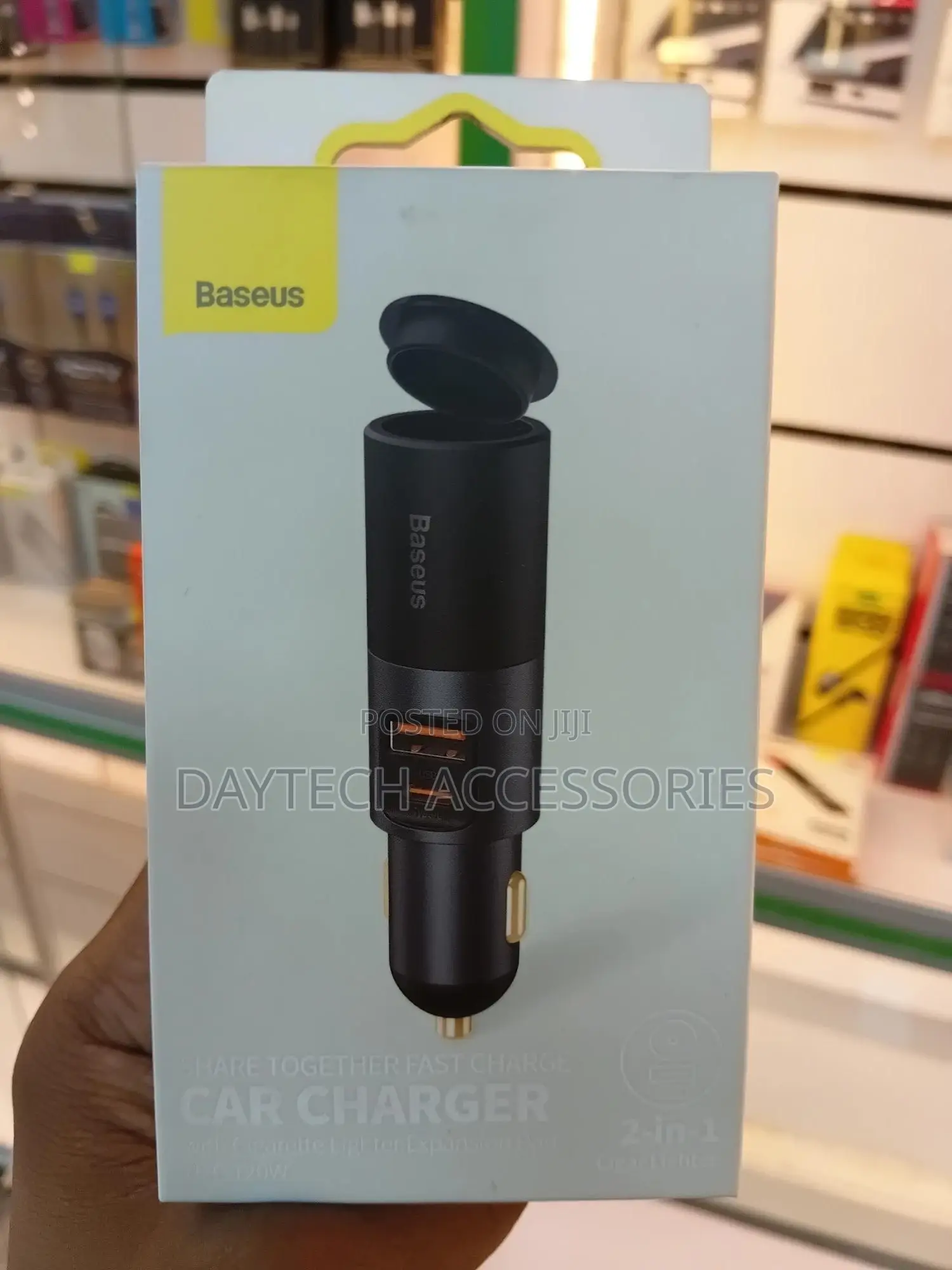 Baseus 2 in 1 Fast Car Charger U+C 120w With Cigarette Expansion Port