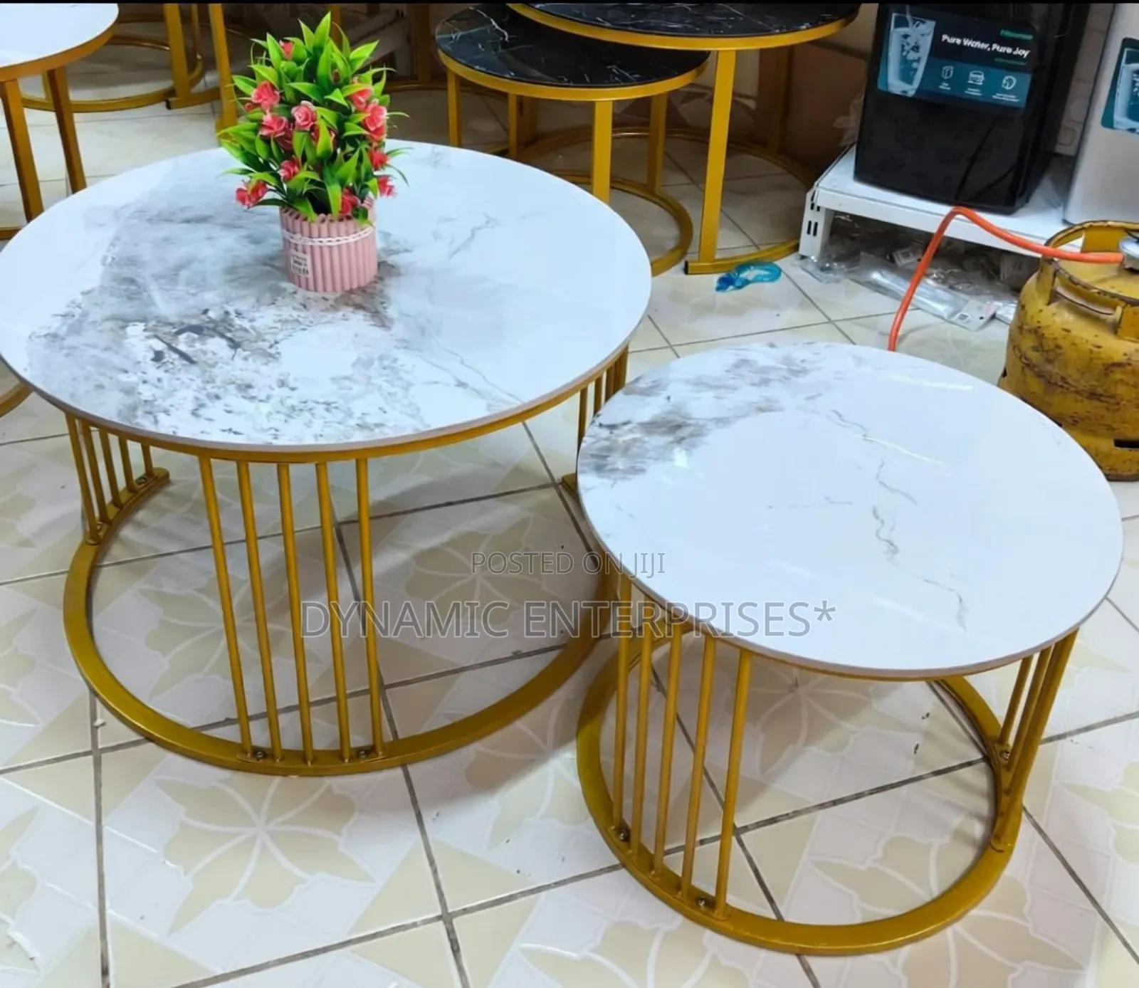 Modern 2-Piece Marble Nesting Coffee Table Set