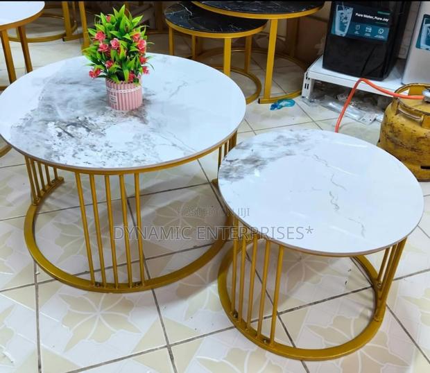 Modern 2-Piece Marble Nesting Coffee Table Set - main view