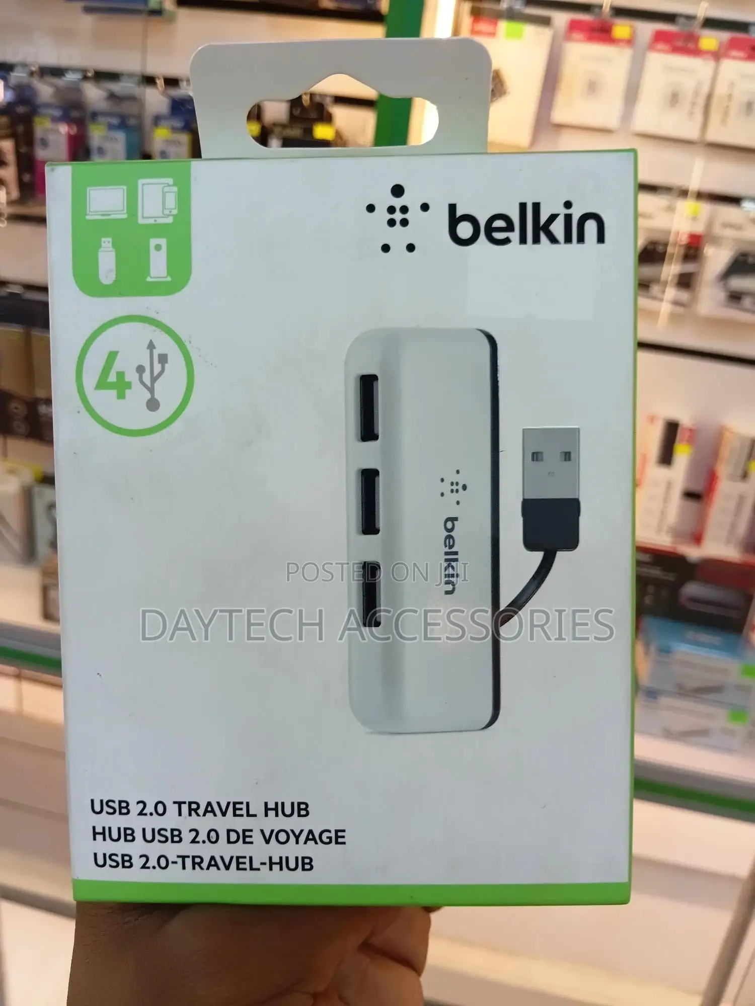 Belkin 4-Port Usb 2.0 Travel Hub Black/White F4u021bt