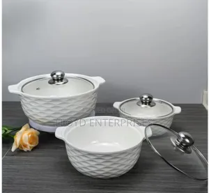 Set of 3 White Soup Pots