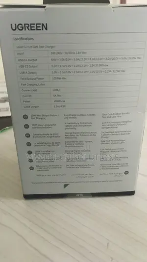 Ugreen 100w 3-Port Gan Fast Charger +1.5m 100w Cable