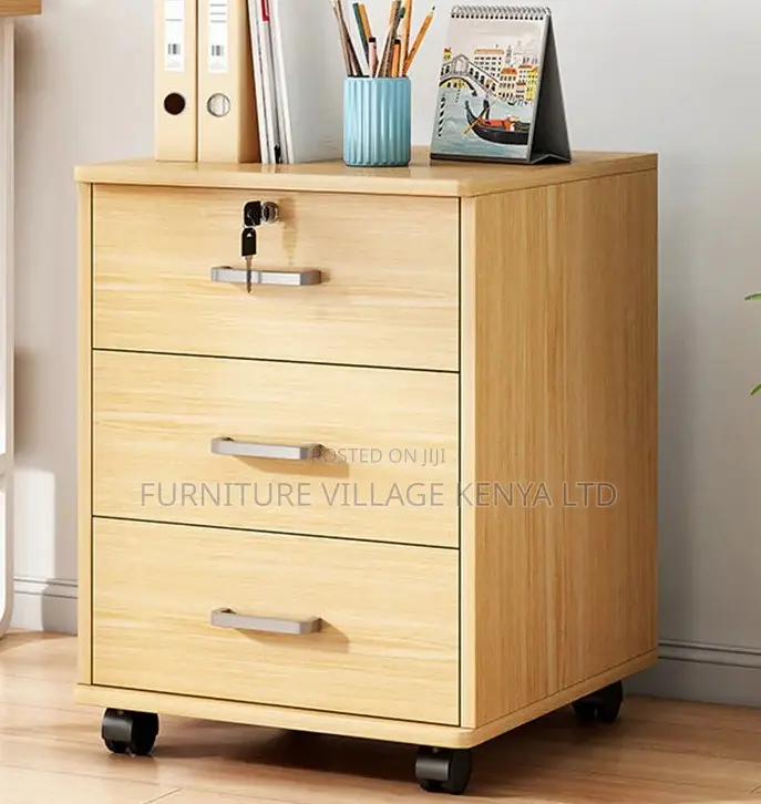 Office Cabinet; Modern File Cabinet Wooden Frame Lock Storage