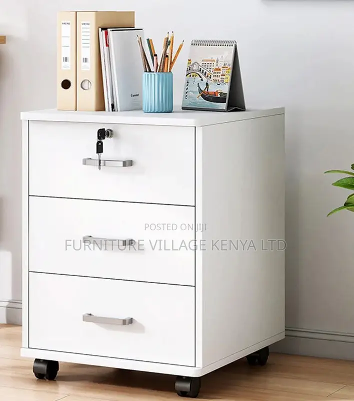 Office Cabinet; Modern File Cabinet Wooden Frame Lock Storage