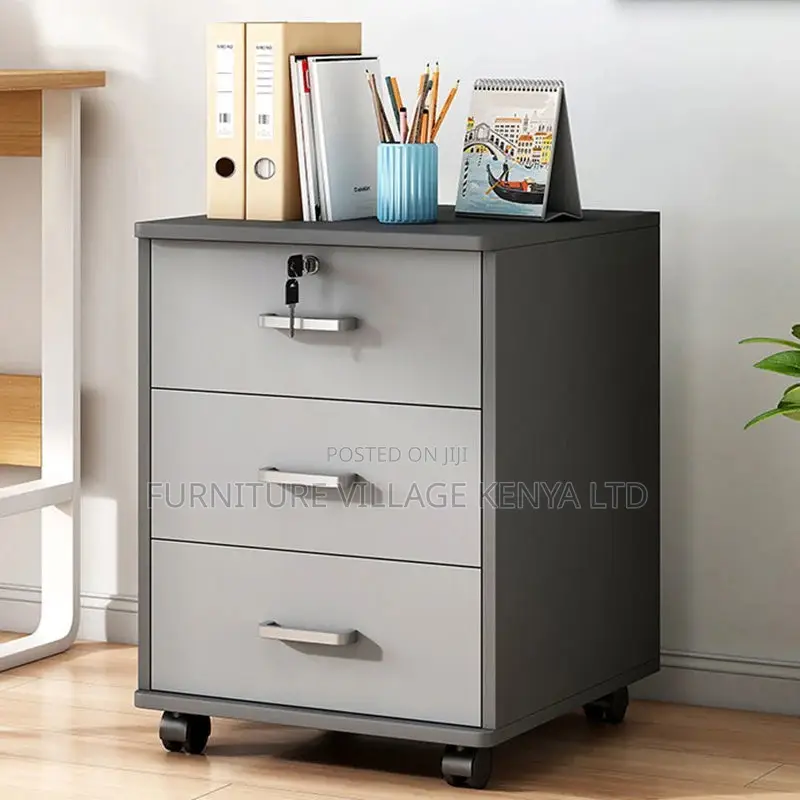 Office Cabinet; Modern File Cabinet Wooden Frame Lock Storage