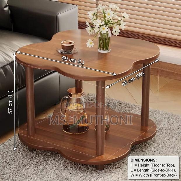Modern Wooden Flower Shape Vintage Side Table - thumbnail 2