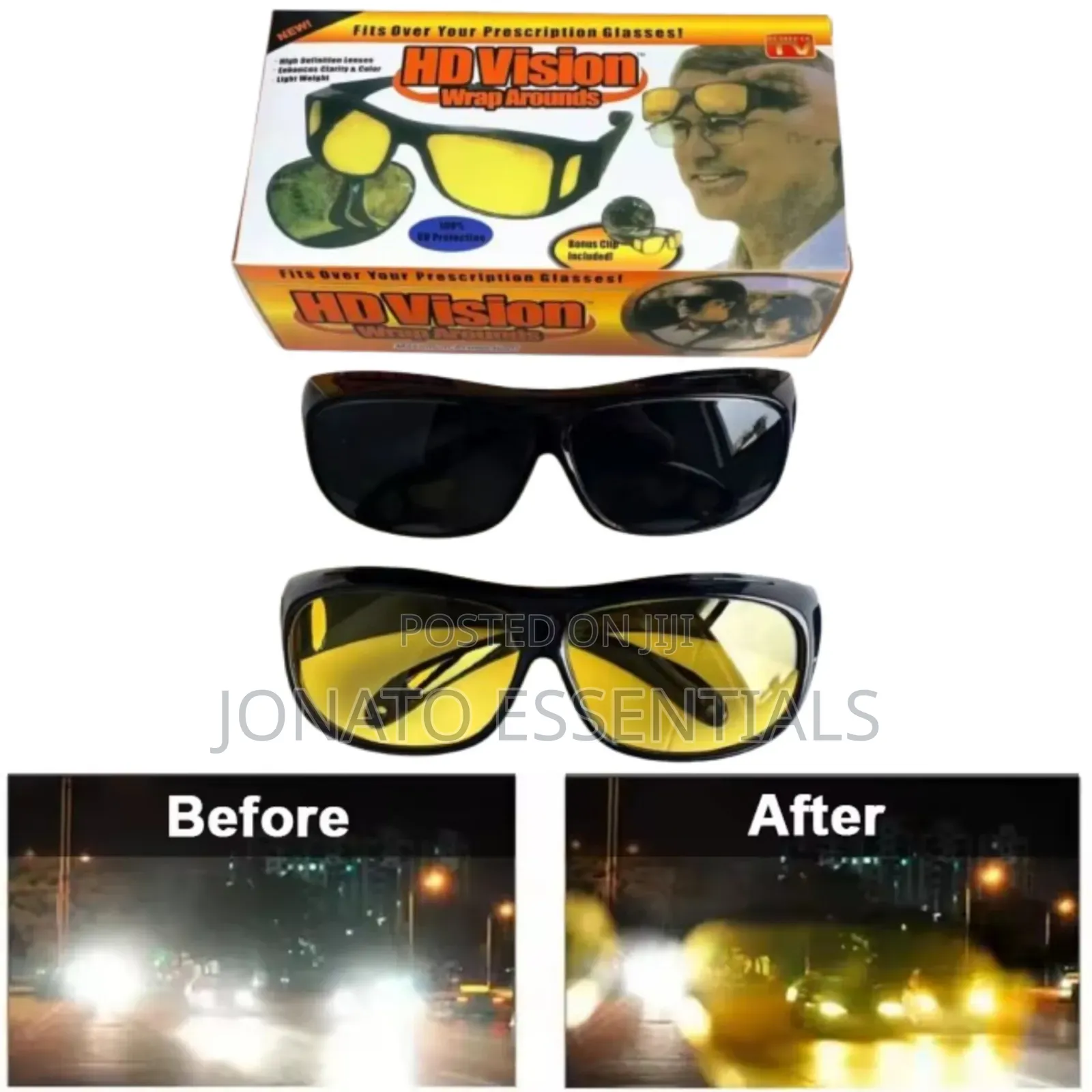 Hd Vision Wrap Around Night Drivers Glasses Anti-Glare Sunglasses