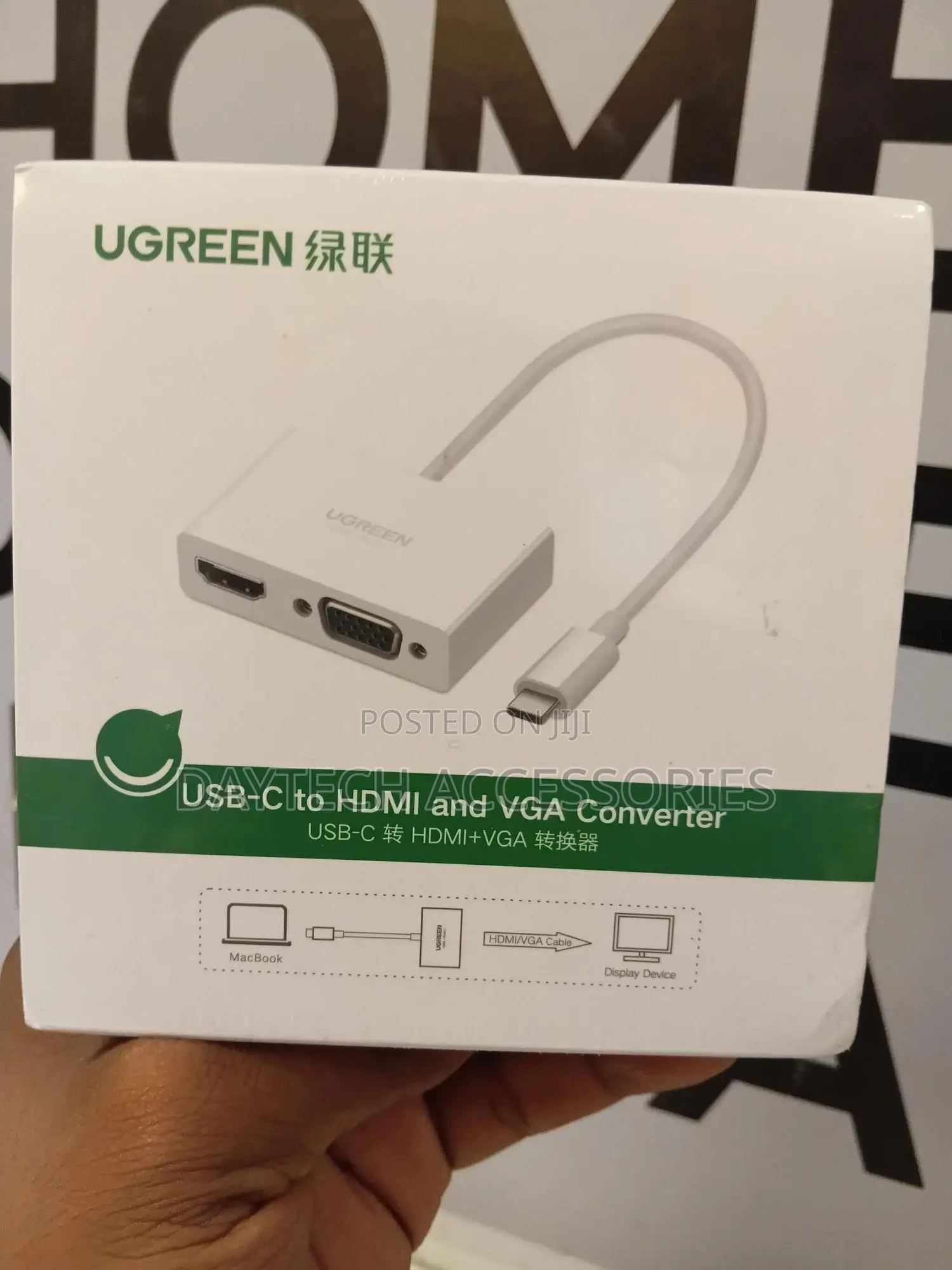 Ugreen Usb Type C to Hdmi + Vga Converter, 15cm - White