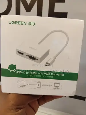 Ugreen Usb Type C to Hdmi + Vga Converter, 15cm - White