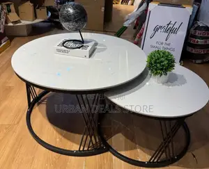 Luxury 2in1 Pure Marble Nesting Tables With Black Stand