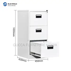 3-Drawers White Metallic Filling Locker Cabinet