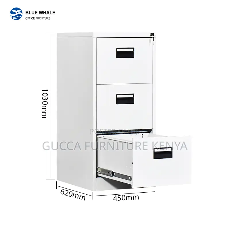 3-Drawers White Metallic Filling Locker Cabinet