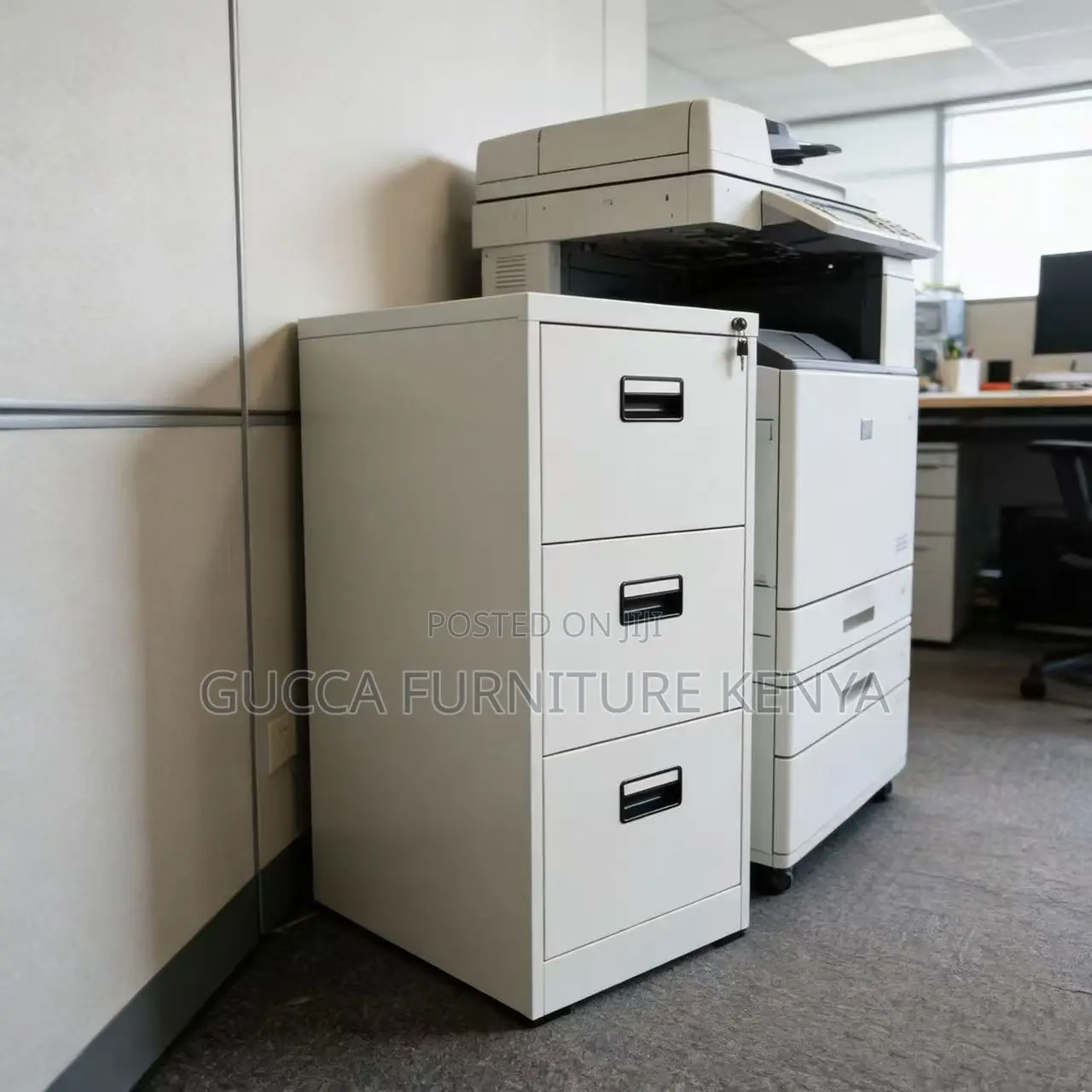 3-Drawers White Metallic Filling Locker Cabinet