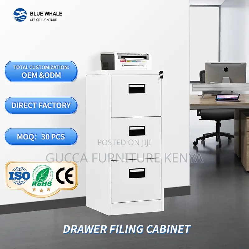 3-Drawers White Metallic Filling Locker Cabinet