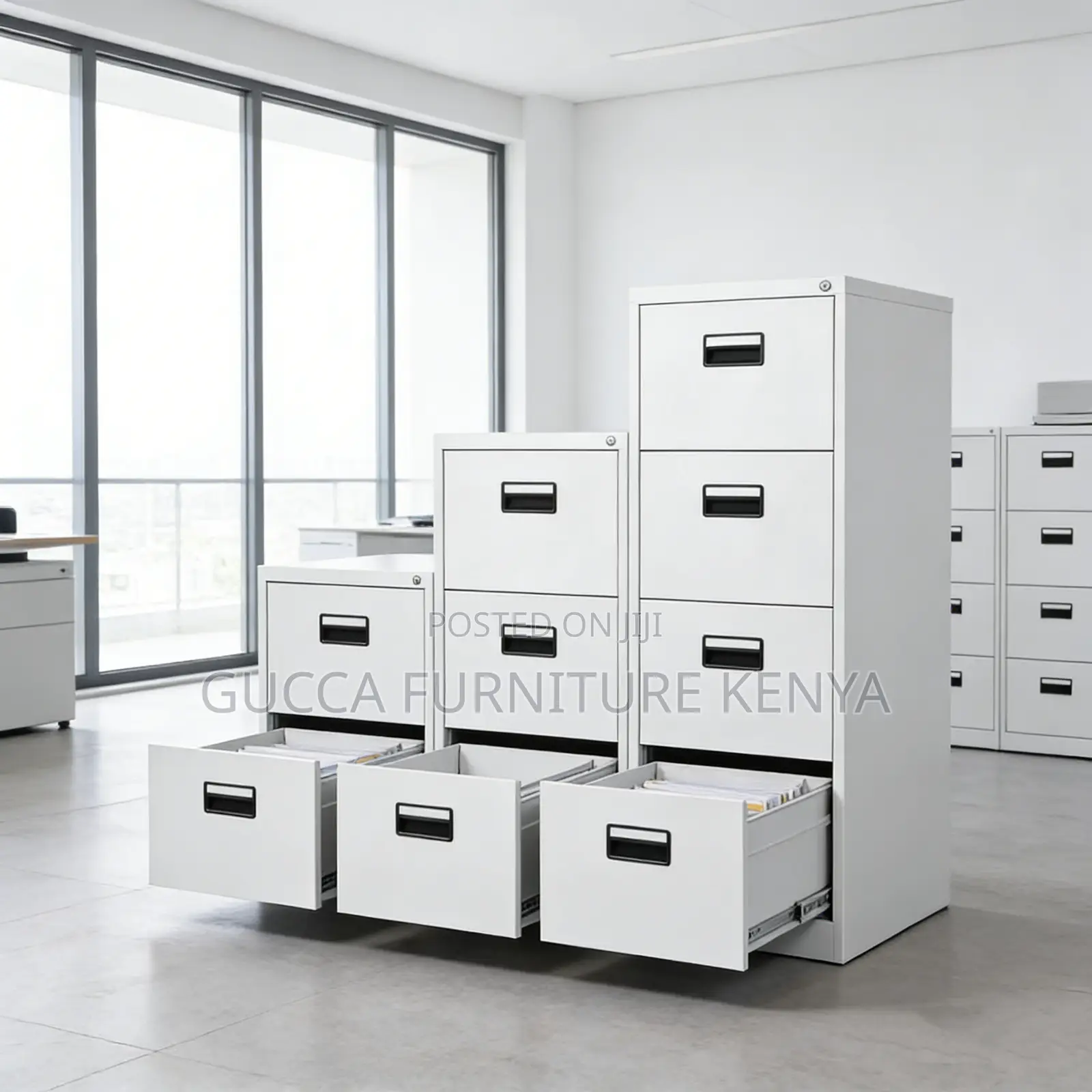 3-Drawers White Metallic Filling Locker Cabinet
