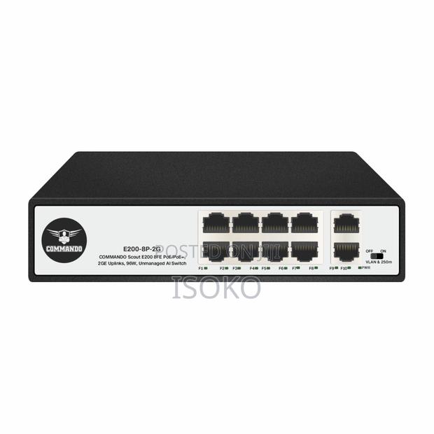 E200-8p-2gcommando Scout E200 8fe Poe/Poe+, 2ge Uplinks