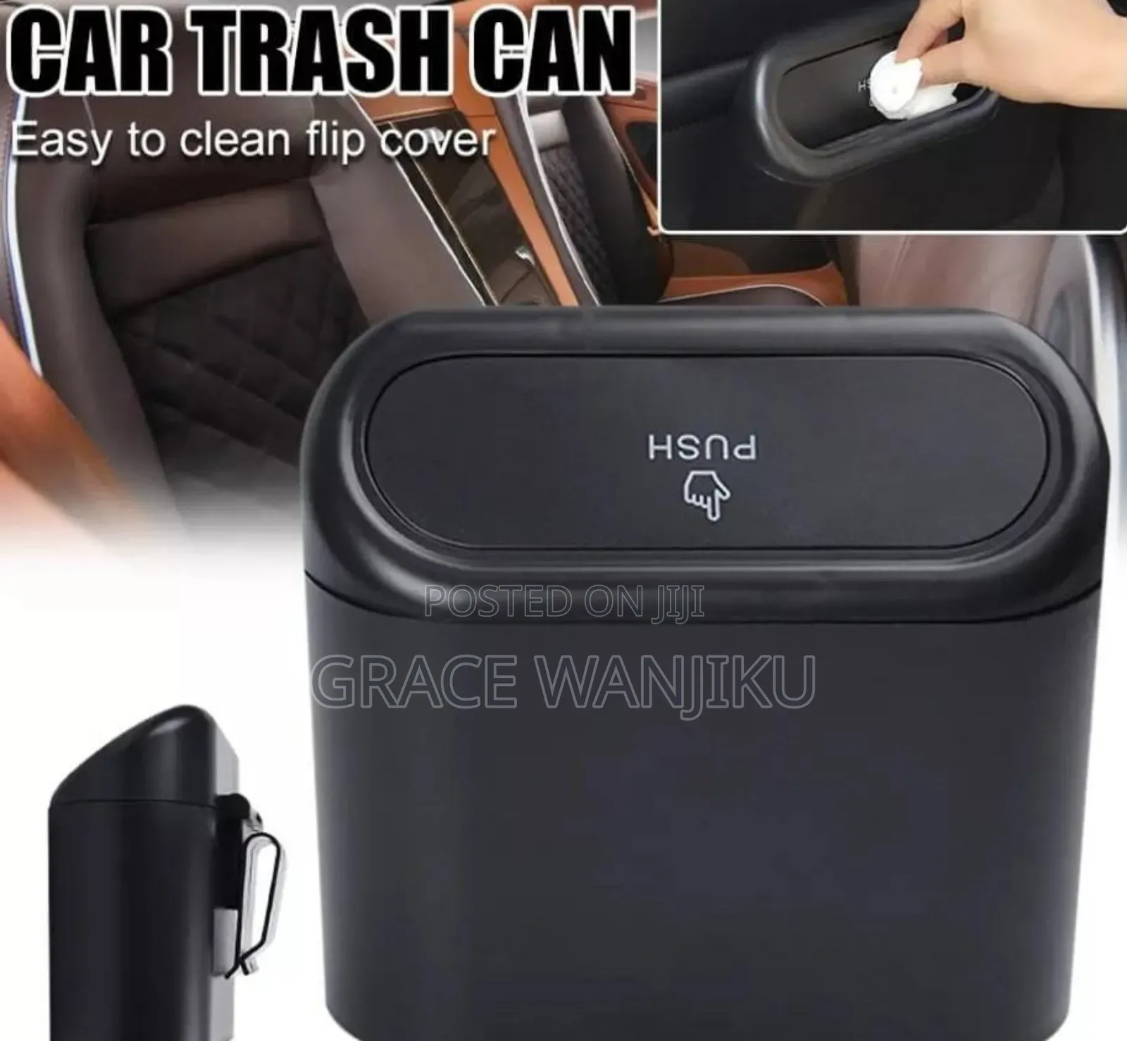 *Car Trash Can With Auto Rebound Push Lid