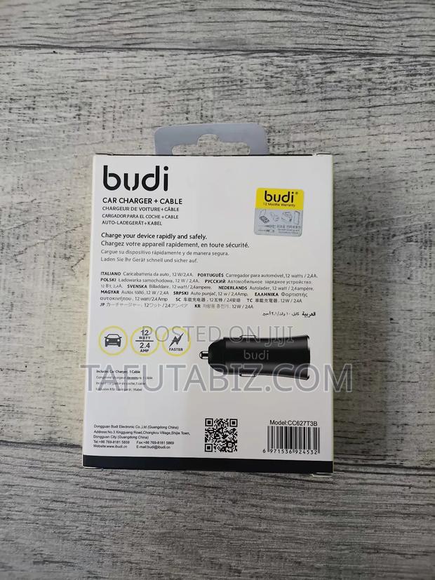 Budi Car Charger + Cable. - thumbnail 2