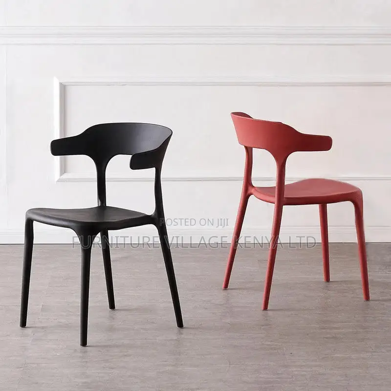 Dining Chair; Modern Style Arm Chair Plastic Open Back Dining Chair