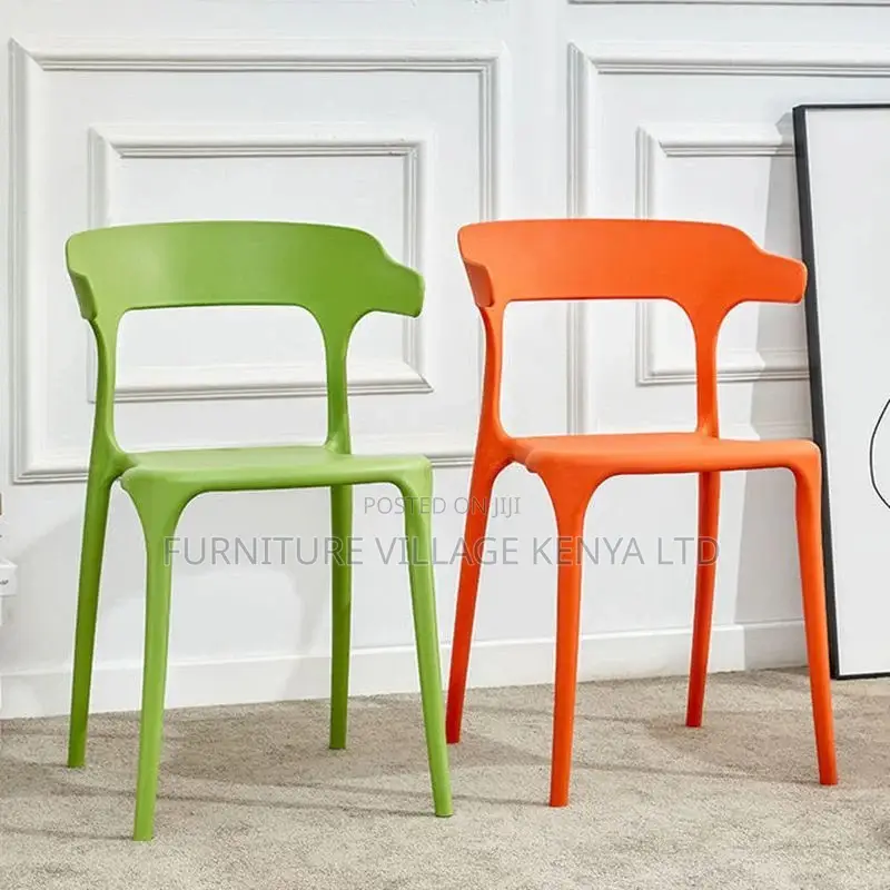 Dining Chair; Modern Style Arm Chair Plastic Open Back Dining Chair