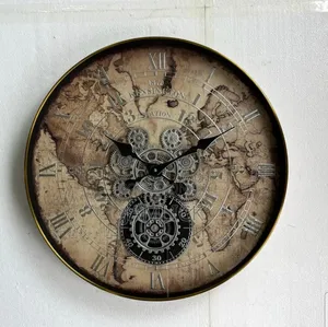 60cm Round Vintage Gear Clock - Gh