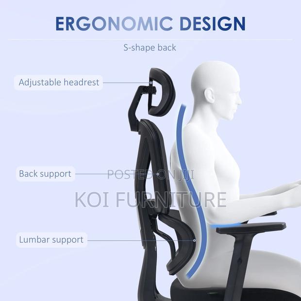 Office Chair : Vinsetto High‐Back Ergonomic Mesh Office Chair, - thumbnail 3