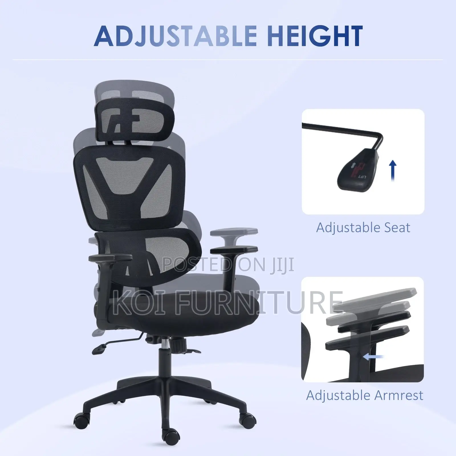 Office Chair : Vinsetto High‐Back Ergonomic Mesh Office Chair,