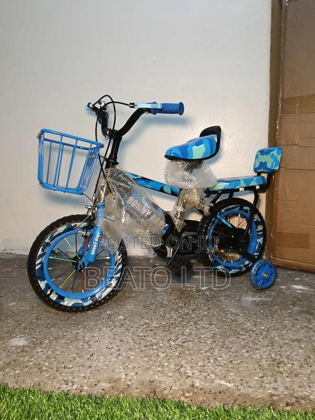 Size 16 Marble Print Kids Bicycle Cyan Blue - thumbnail 2