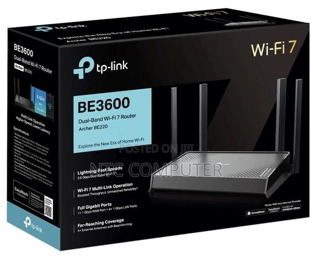 Tp-Link Be3600 Wireless Dualband Gigabit Wifi 7 Router Tl‐Archer Be220