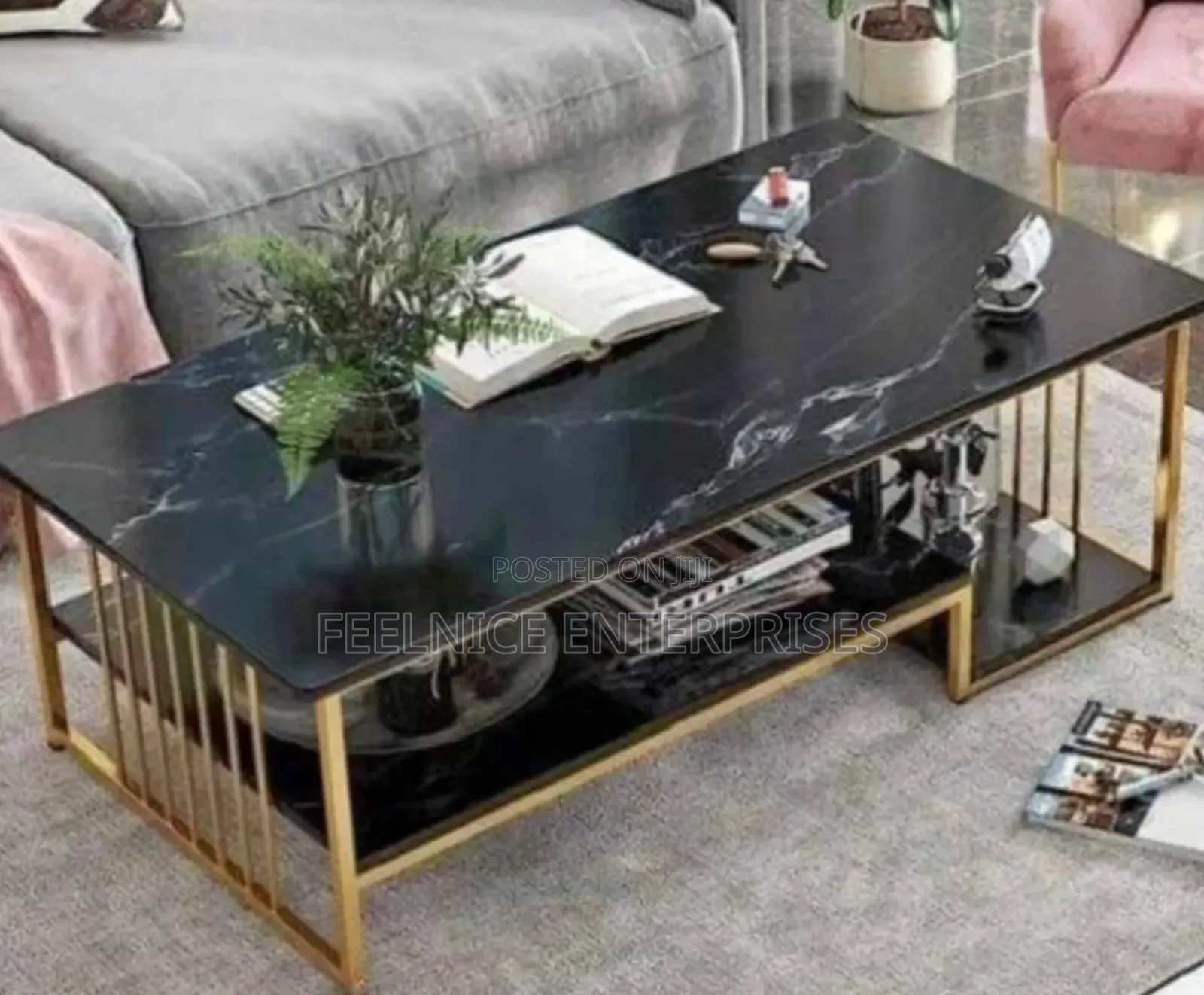 Executive Black Marble Coffee Table
