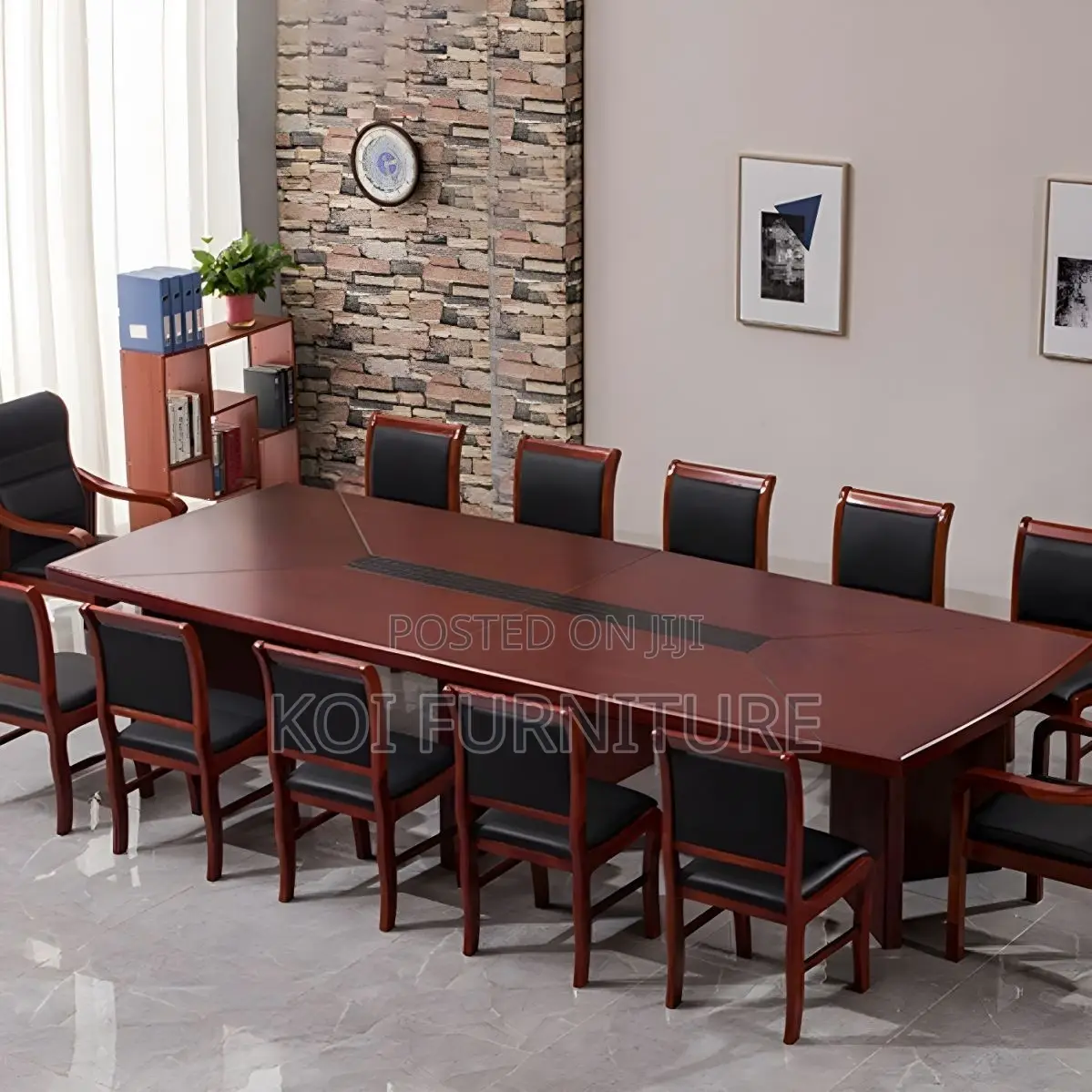 Office Table : 2.4m Mahogany Top Boardroom Table