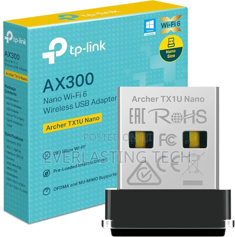 Tp-Link Ax300 Nano Wi-Fi 6 Wireless Usb Adapter - Tl-Archer Tx1u Nano