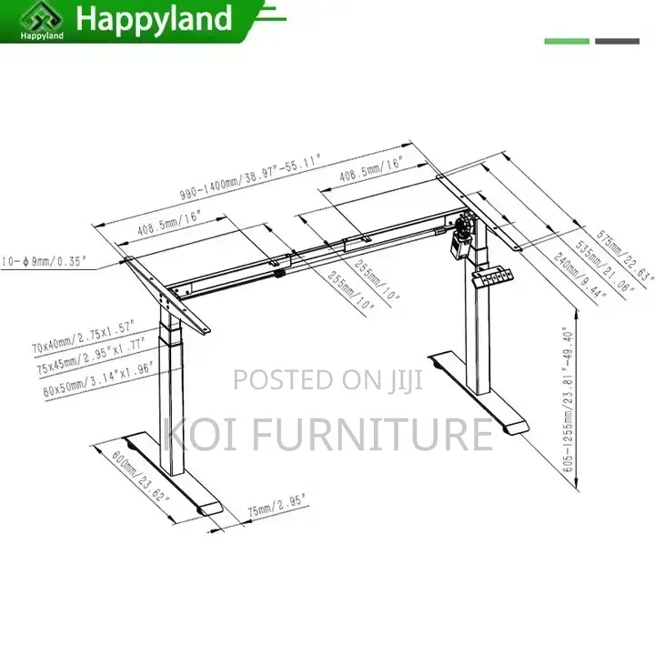 Office Desk : 1.2m Height Adjustable Standing Desk
