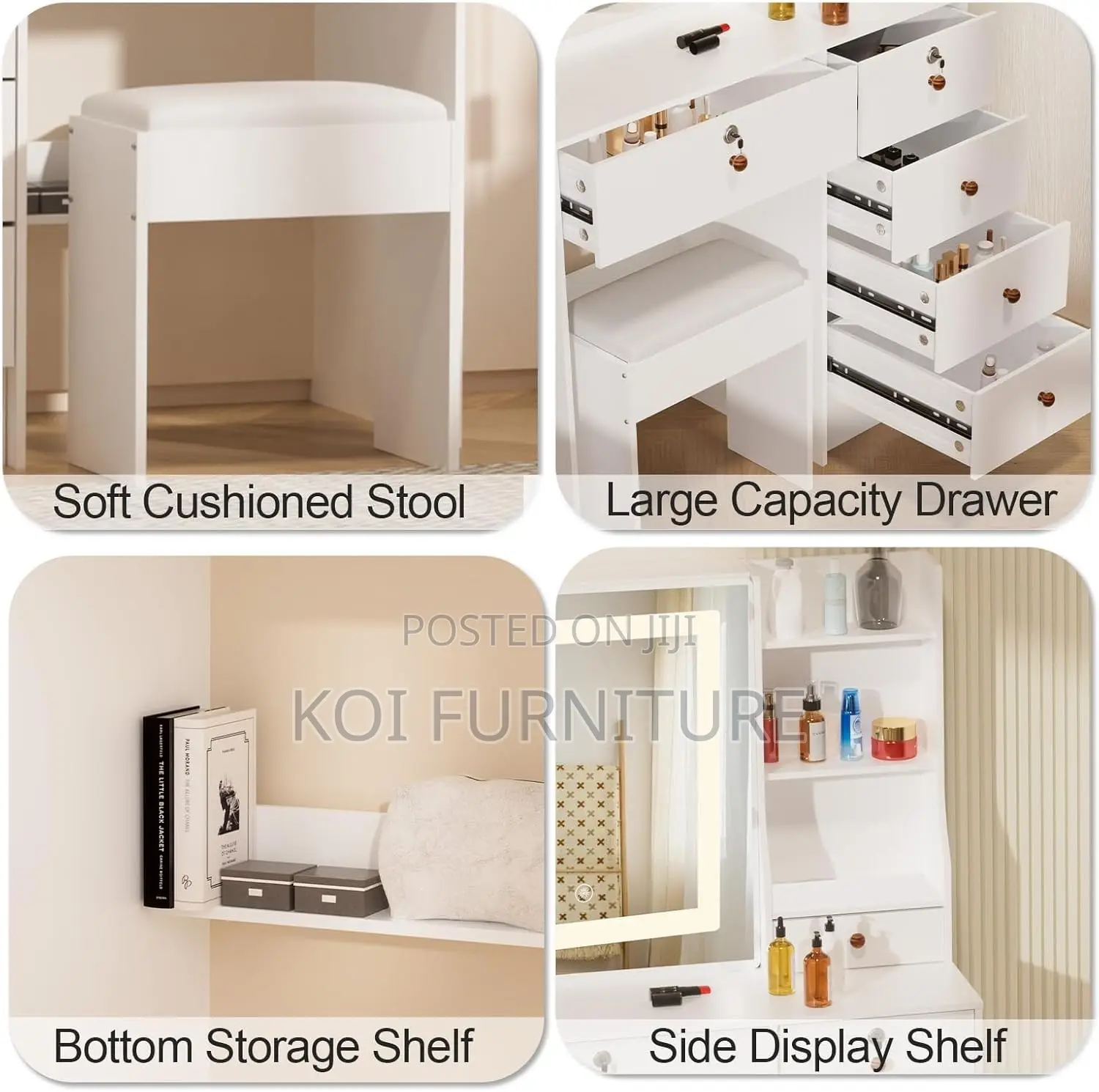 Dressers; Top Stylish White Modern Classic Vanity Set