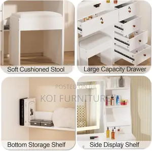 Dressers; Top Stylish White Modern Classic Vanity Set