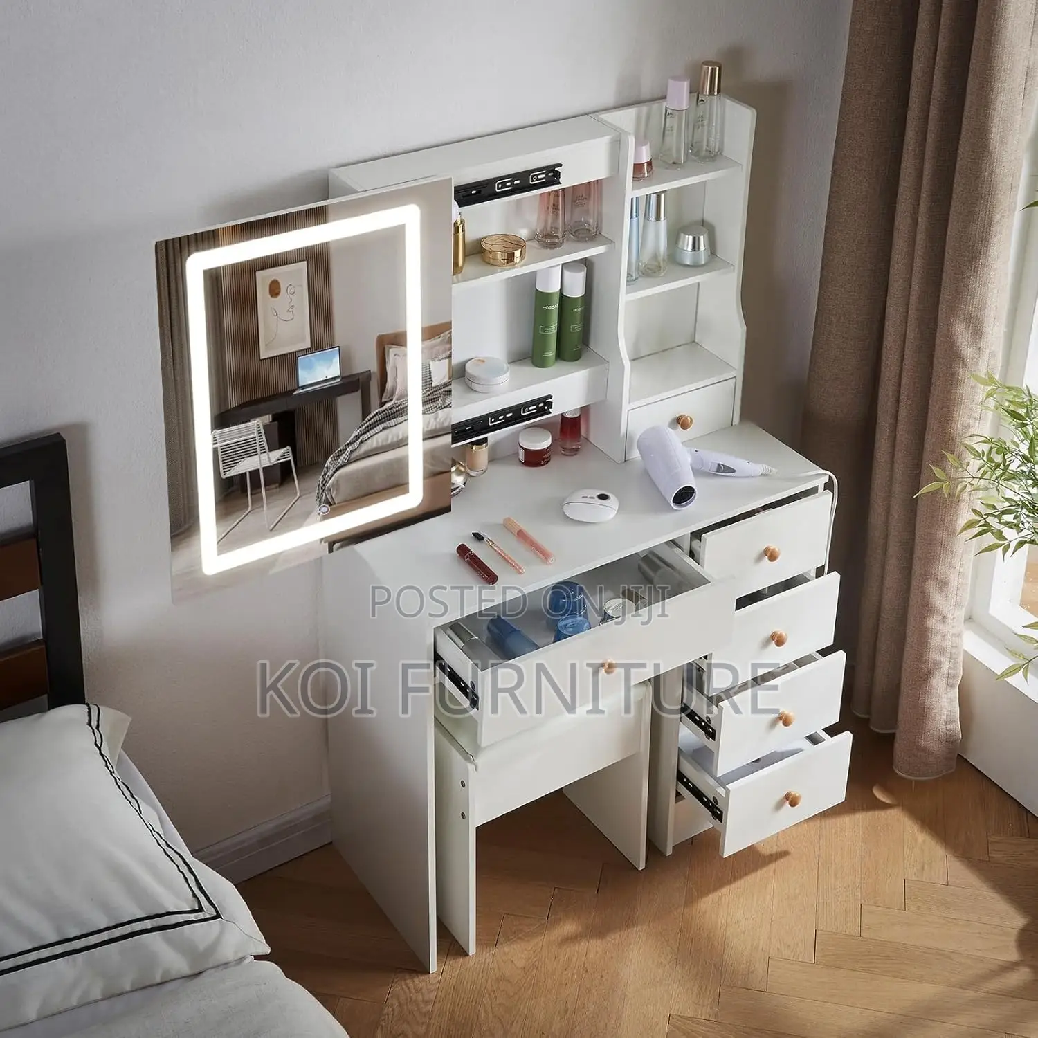 Dressers; Top Stylish White Modern Classic Vanity Set