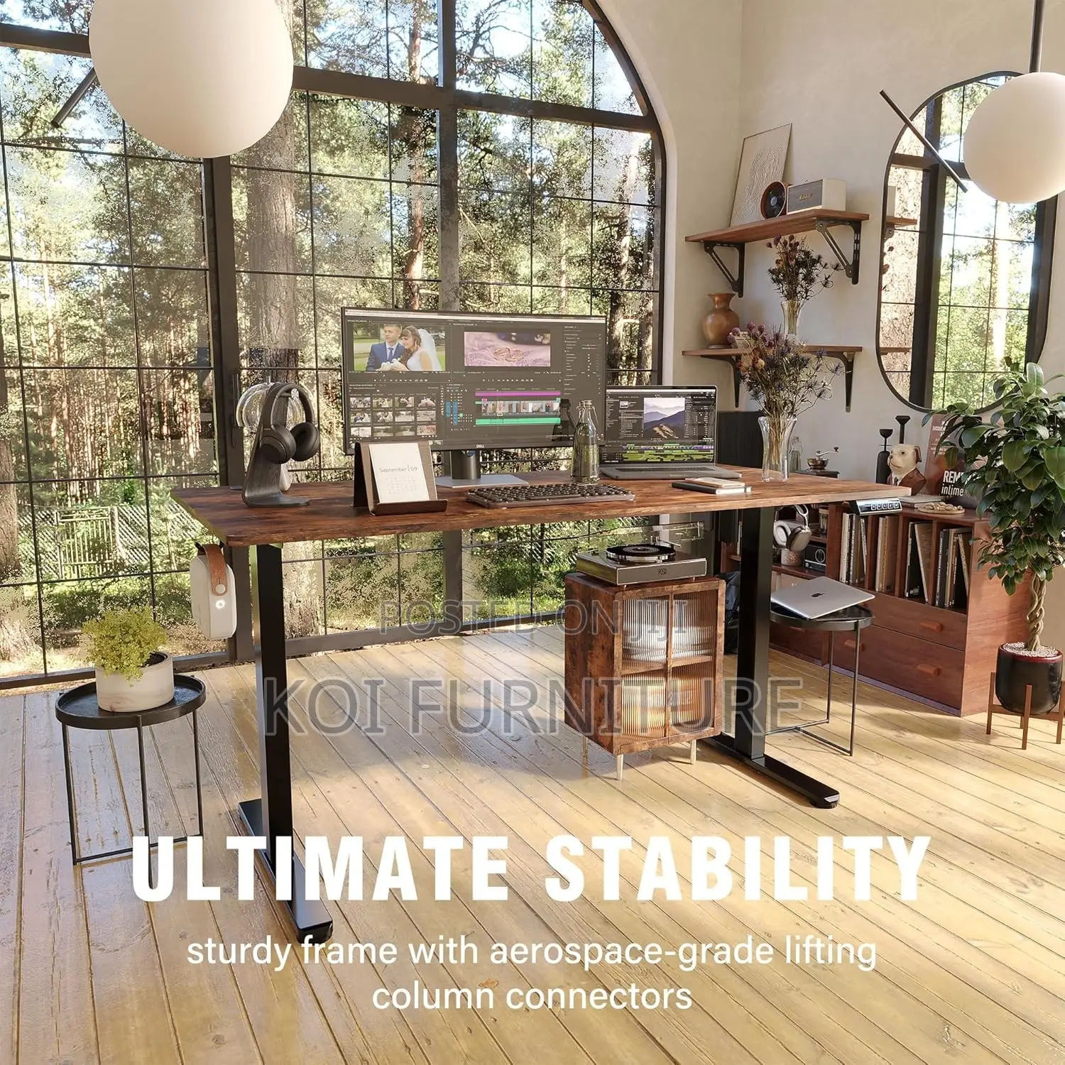 Office Tables; 1.4m Home Office Adjustable Desk With Ultimate Stable
