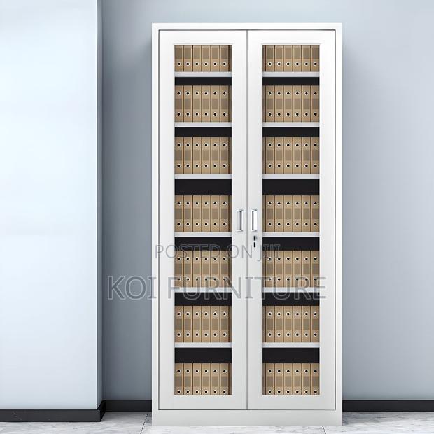 Office Cabinet; Two Doors Gray Steel Metallic Document Cabinet - thumbnail 2