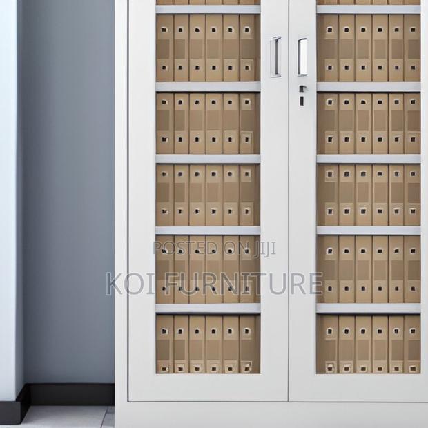 Office Cabinet; Two Doors Gray Steel Metallic Document Cabinet - thumbnail 3