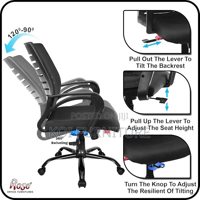 Office Chairs; Elite Black Strong Mesh Office Seat