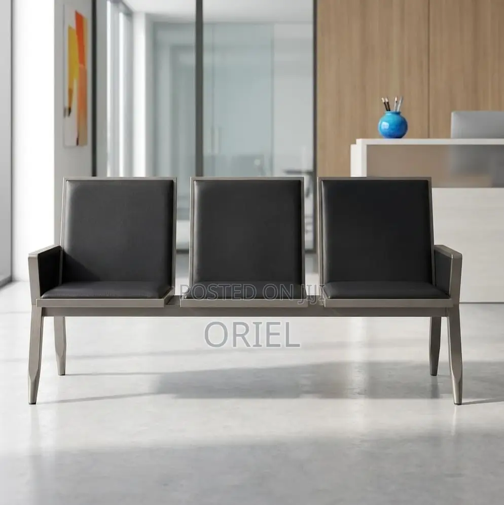 Reception Benches:- 3-Link Metal Reception Bench for Waiting Area
