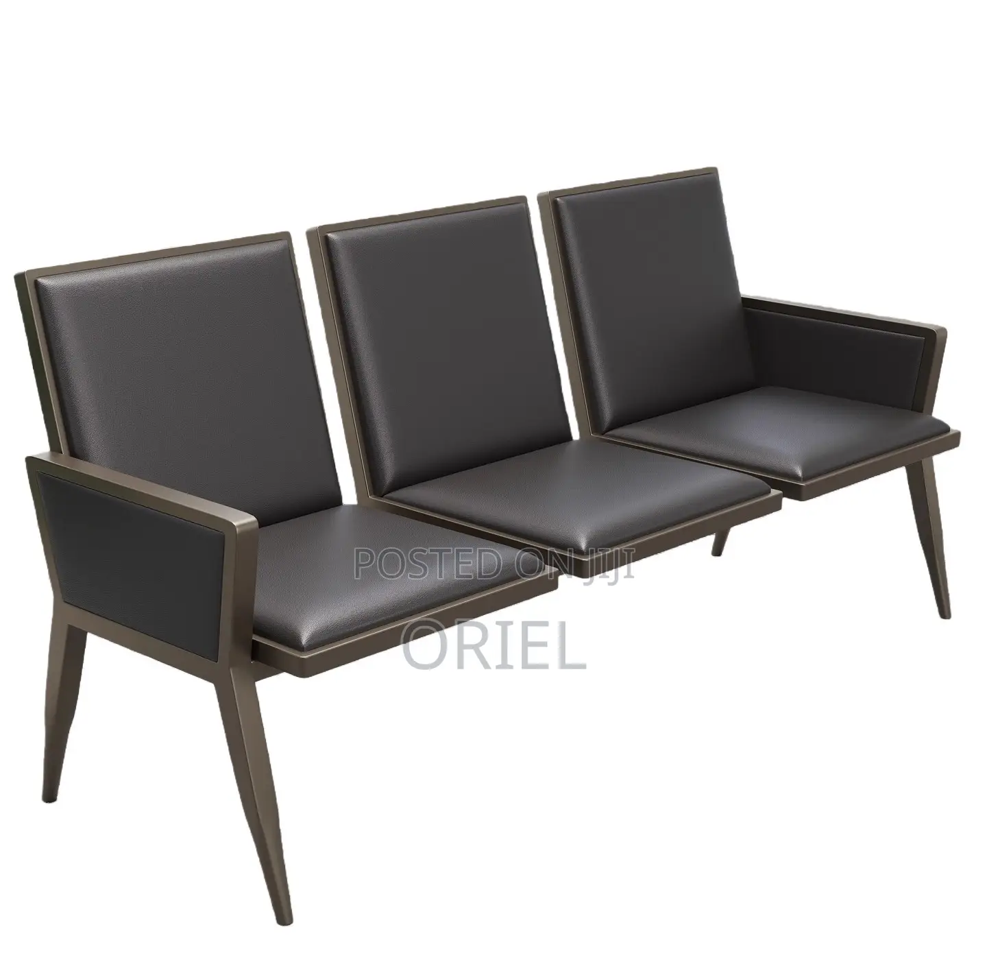 Reception Benches:- 3-Link Metal Reception Bench for Waiting Area