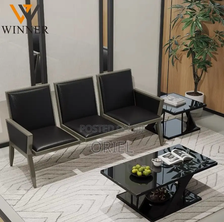 Reception Benches:- 3-Link Metal Reception Bench for Waiting Area