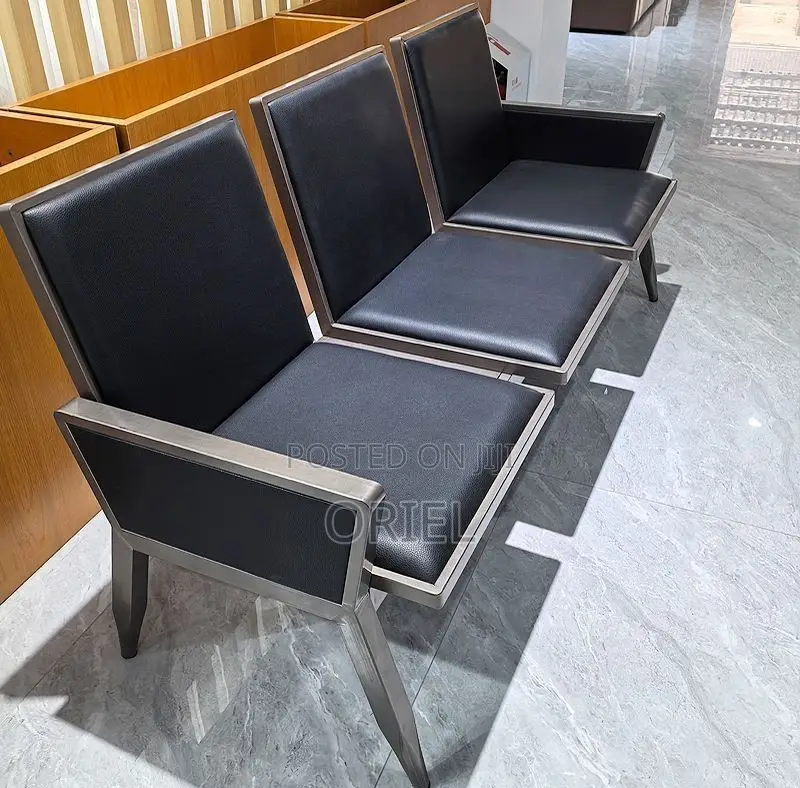 Reception Benches:- 3-Link Metal Reception Bench for Waiting Area